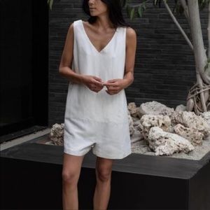 Lunya Resort Linen Silk White Romper
